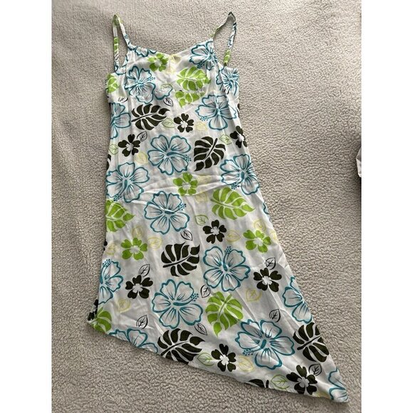 Tiki Palm Women White Floral Slip Style Asymmetrical Hem Cocktail Dress Size S - Picture 3 of 8